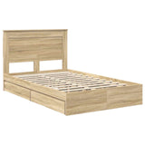 Storage Bed with Drawer Sonoma Oak 135 x 190 cm Engineered Wood 3410250