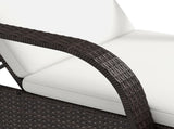 Brown Rattan Sun Lounger w/ Adjustable Steel Frame,200Lx73Wx56-103H cm T3398P318556