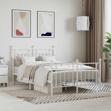 Bed Frame White Powder-Coated Steel Small Double Bed Frame 353601