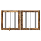 Dog Gate with Stands 2 pcs Old Wood 100 x 100 cm 892029