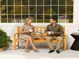 Wooden Bench with Liftable Middle Table, Outdoor Bench, Patio Loveseat for Porch, Garden, Seats 2-3 T3398P554346