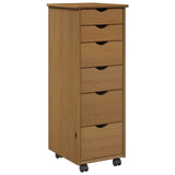 Rolling Cabinet Honey Brown 34 x 39 x 93.5 cm Solid Pine Wood 42028364