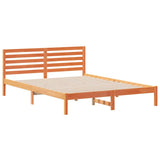 Bed Frame with Headboard Wax Brown 160 x 210 cm Solid Pine Wood 872316
