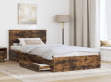 Bed Frame with Headboard Smoked Oak 90 x 200 cm Engineered Wood 3410944