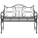 Garden Bench 2-Seater 114 x 56.5 x 90 cm Steel Black 42029538