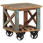 ZNTS Side Table with Wheels 40x40x42 cm Solid Wood Reclaimed 338005