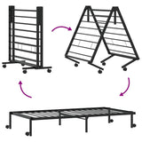 Bed Frame without Mattress Foldable Black 90x190 cm Steel 4103959
