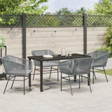 Garden Dining Set with Cushion 5 pcs Grey Powder-Coated Steel 3380934