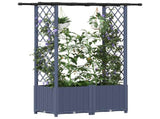 Raised Bed with Trellis and Roof Grey 124.5 x 40 x 138 cm PP 42032566