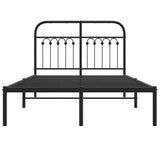 Metal Bed Frame without Mattress with Headboard Black 120x190cm 376597