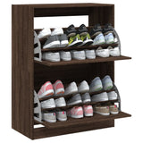 Shoe Cabinet with 2 Flip-Drawers Brown Oak 80x42x108 cm 3214405