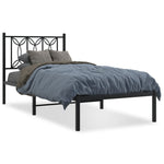 Metal Bed Frame without Mattress with Headboard Black 80x200cm 376119