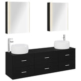 Bathroom Furniture Set 5 pcs Black Oak 3407008