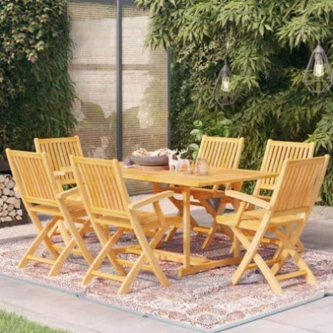7 Piece Garden Dining Set Solid Teak Wood 3059550