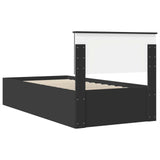 Bed Frame with Headboard Black 100 x 200 cm Engineered Wood 3408698