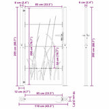 Garden Gate with Lock Black 110 x 205 cm Powder-coated steel 42015893