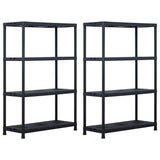 Storage Shelf Racks 2 pcs Black 220 kg 90x40x138 cm Plastic 276262