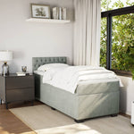ZNTS Box Spring Bed with Mattress Light Grey 90x200 cm Velvet 3286216