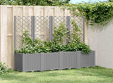 Garden Planter with Trellis Light Grey 160x40x140 cm PP 367872