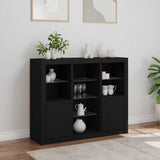 Sideboards with LED Lights 3 pcs Black Engineered Wood 3209122
