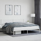 Metal Bed Frame without Mattress with Headboard White 200x200cm 374493