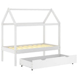 Kids Bed Frame with a Drawer White Solid Pine Wood 70x140 cm 322139