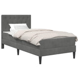 Bed Frame with Mattress Dark Grey 90 x 190 cm Velvet 3415257