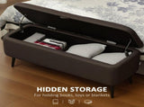 Linen-Look 92 x 31cm Storage Ottoman - Dark Brown T3398P377976