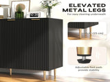 Sideboard Buffet Cabinet, Modern Kitchen Storage Cabinet with Adjustable Shelves and Metal Legs, T3398P554317