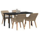 Garden Dining Set with Cushion 5 pcs Beige Poly Rattan 3261701