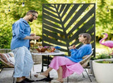 Decorative Privacy Screen with Stand, 6.5FT Freestanding Metal Outdoor Divider, Decorative Privacy T3398P324051