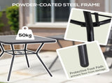 Square Outdoor Table, Patio Bistro Coffee Table with Faux-marbled Top and 42mm Umbrella Hole for T3398P322144
