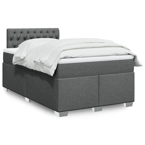 ZNTS Box Spring Bed with Mattress Dark Grey 120x200 cm Fabric 3285863
