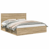 Bed Frame with Headboard Sonoma 200 x 200 cm Solid Pine Wood 3409311