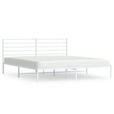 Metal Bed Frame without Mattress with Headboard White 200x200cm 352375