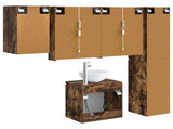 Bathroom Cabinet Set 5 pcs Smoked Oak Engineered Wood 3407307