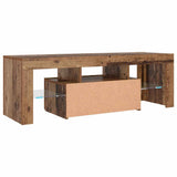 TV Cabinet with LED Lights Old Wood 120x36.5x40 cm Engineered Wood 856301