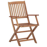 Dining Set Natural Wood Solid Acacia Wood 5 Piece Set Foldable 3086996