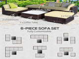 6 PC Rattan Sofa Coffee Table Set Sectional Wicker Weave Furniture for Garden Outdoor Conservatory T3398P315374