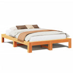 Bed Frame without Mattress Wax Brown 150x200 cm King Size Solid Wood Pine 3308737