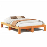 Bed Frame without Mattress Wax Brown 150x200 cm King Size Solid Wood Pine 3308737