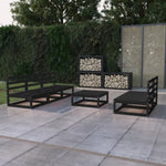 6 Piece Garden Lounge Set Black Solid Pinewood 3075313