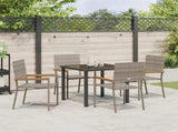 Garden Dining Set with Cushion 5 pcs Grey Poly Rattan 3379710