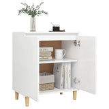 Sideboard with Solid Wood Legs White 60x35x70cm Engineered Wood 806067