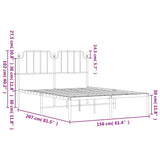 Metal Bed Frame without Mattress with Headboard White 150x200cm 373938