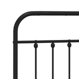 Bed Frame Black Powder-Coated Steel Double Bed Frame 352603