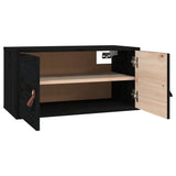 Wall Cabinet Set of 2 Black Solid pinewood, engineered wood 818374