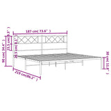 Metal Bed Frame without Mattress with Headboard Black 183x213cm 372282