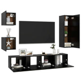 5 Piece TV Cabinet Set Black Engineered Wood 3078801