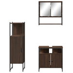 ZNTS 3 Piece Bathroom Furniture Set Brown Oak Engineered Wood 3214699